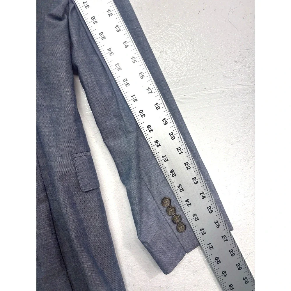 Bonobos 42L Blue Chambray Unstructured Cotton Blazer Jacket Sport Coat Standard